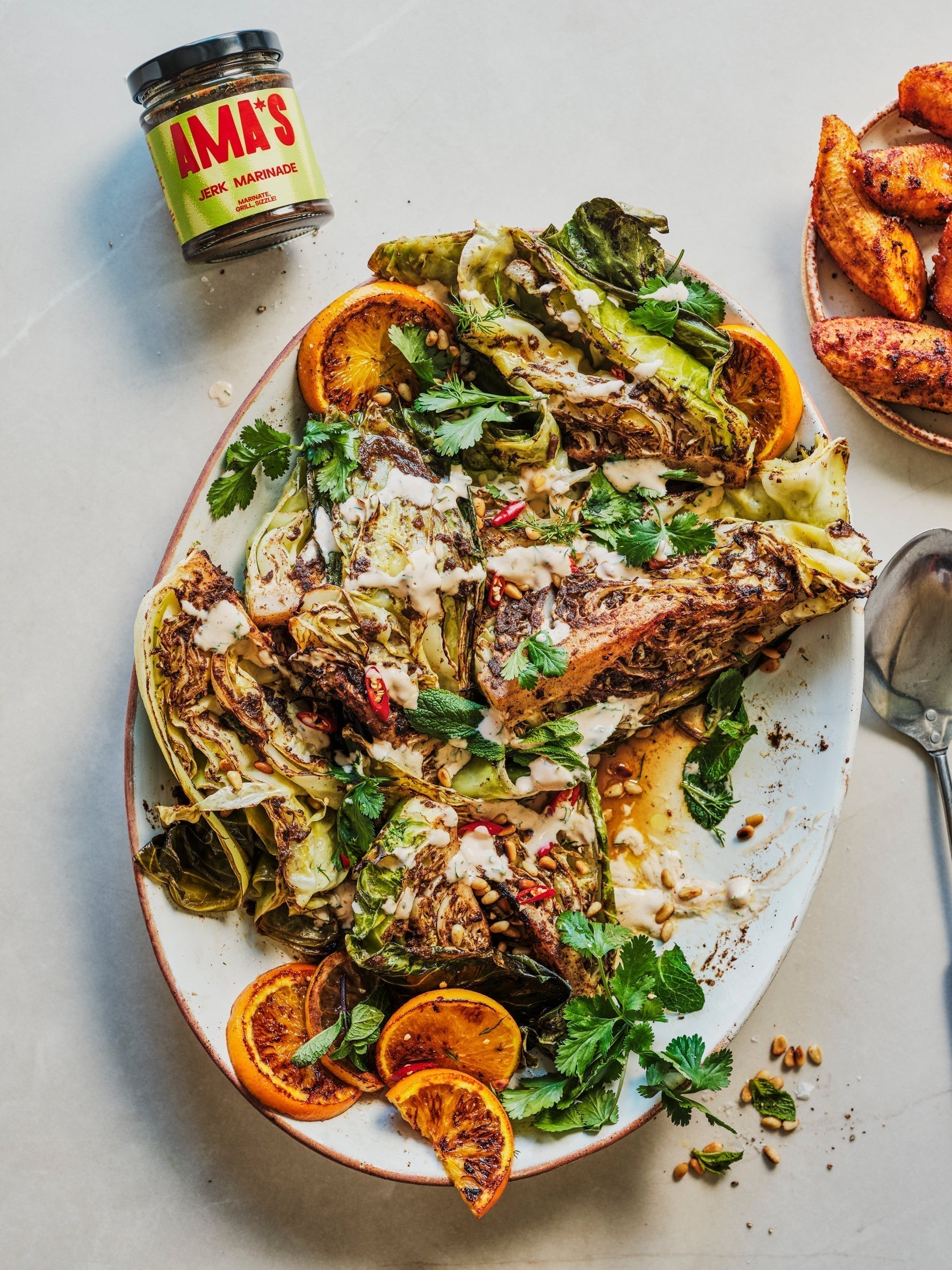 Charred Hispi Cabbage with Jerk Butter